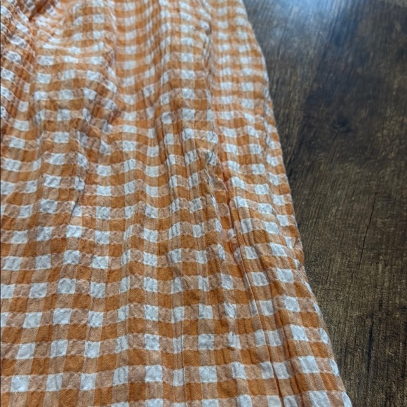Adrienne Orange Gingham Wide-Leg Pants with Tassels - Picture 8 of 10